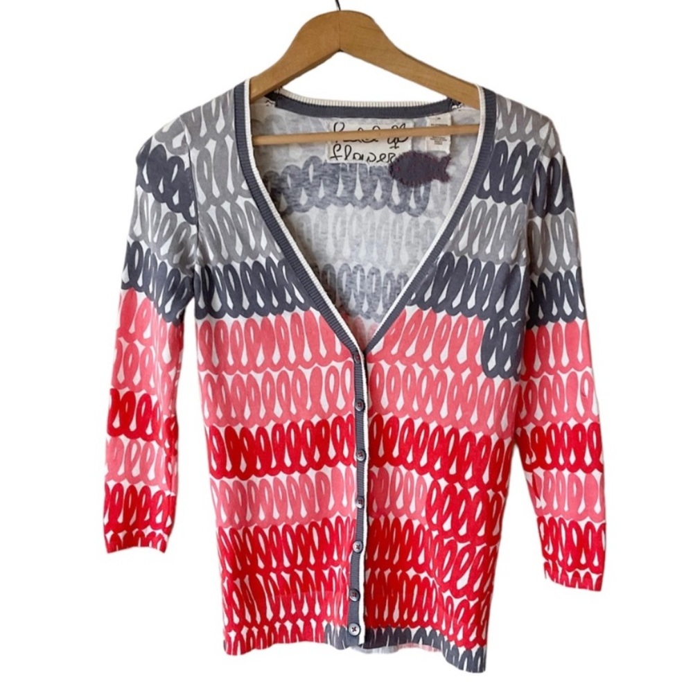 Anthropologie Field Flower Loop Stack Print Cashmere Blend Cardigan Size XS